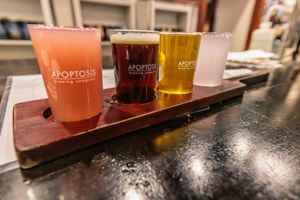 Apoptosis Brewing Company beer flight