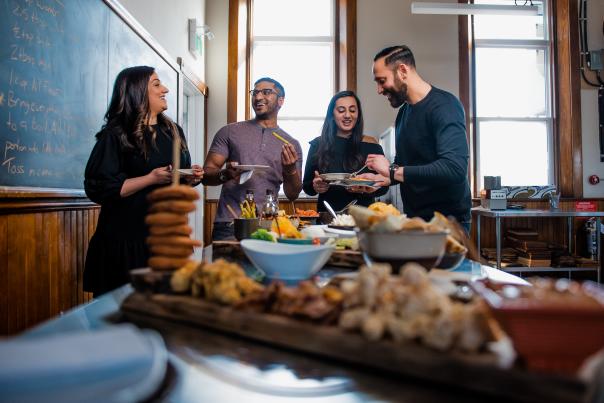 group taking in food experience