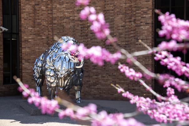 Art on The Corner with Blossoms