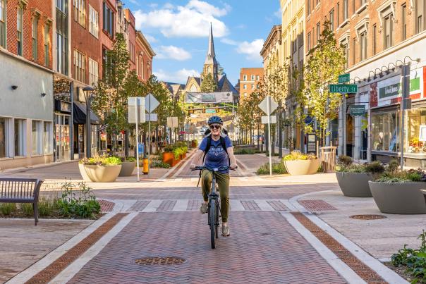Angie Riding on Baltimore Street - Reimagine Cumberland