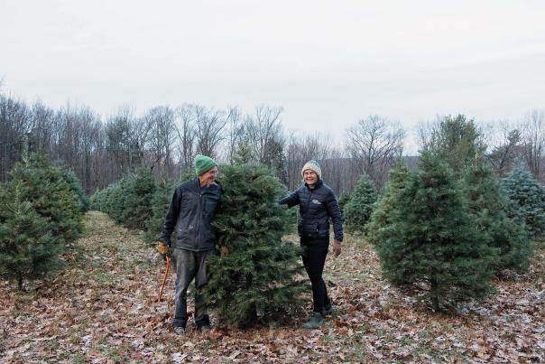 Couple with Christmas Trees
