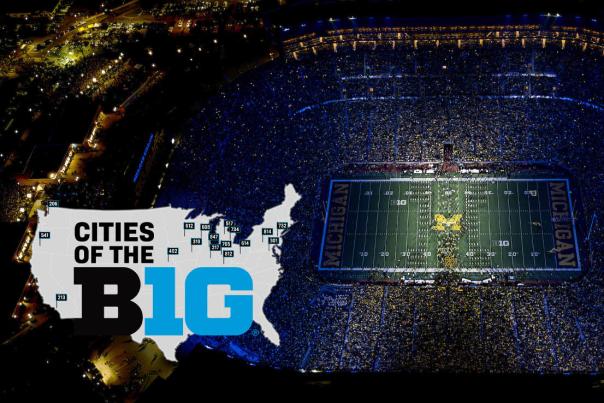 Cities of the Big Ten- Michigan Stadium at night