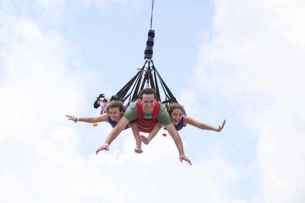 Fun Spot America people on a bungee jump