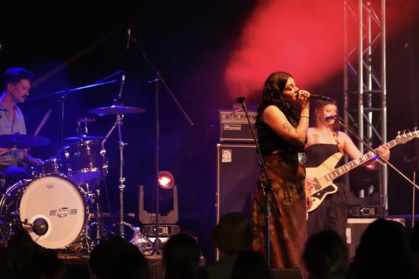 Thelma Plum playing onstage in the Yurlu Lounge at the Karjiini Experience 2025