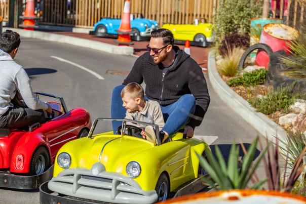 Father and son at Paultons Park in the New Forest