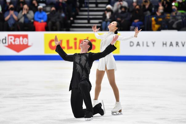 Audrey Lu and Misha Mitrofanov competing at U.S. Figure Skating championships 2022