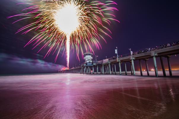 Huntington Beach Fireworks over the Huntington Beach Pier
