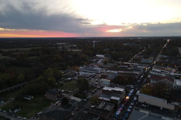 Sunset over celebration of lights