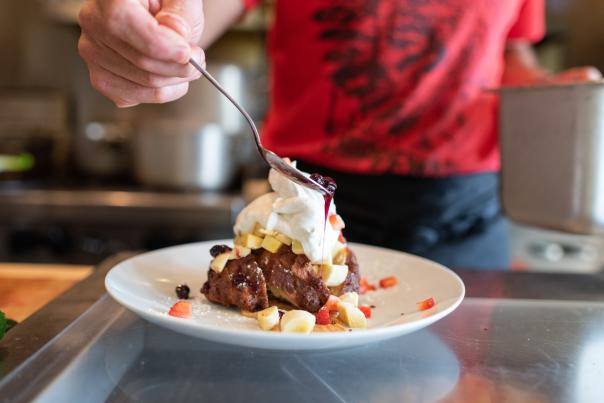 "Chef Shawn Adler prepares Peanut butter & Banana Frybread "