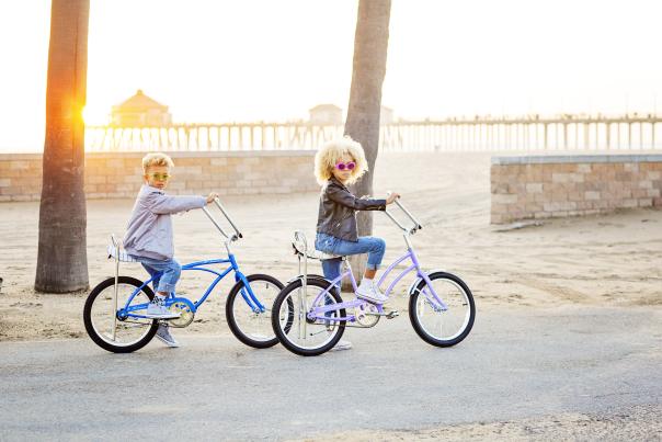 Huntington Beach Bike Path | Girl and Boy on their bike on the Huntington Beach Path