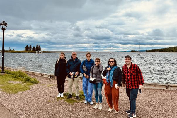 Group photo in the Grand Marais harbor