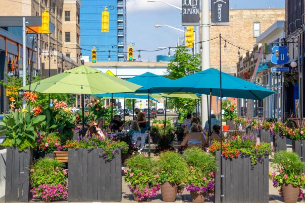Bridge Street Social Zone for outdoor dining.
