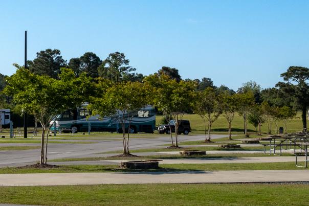 rv trailers in a parking lot