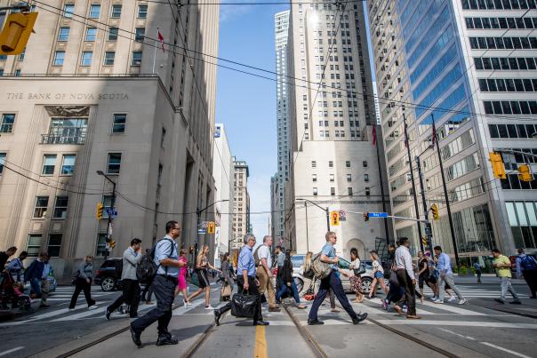 Toronto's Financial District, at King and Bay Streets downtown