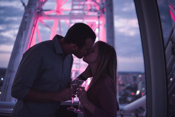 Couple Kissing on The Wheel at ICON Park® in Orlando