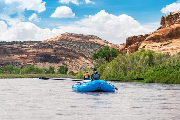 View of Two people Rafting on the Colorado River