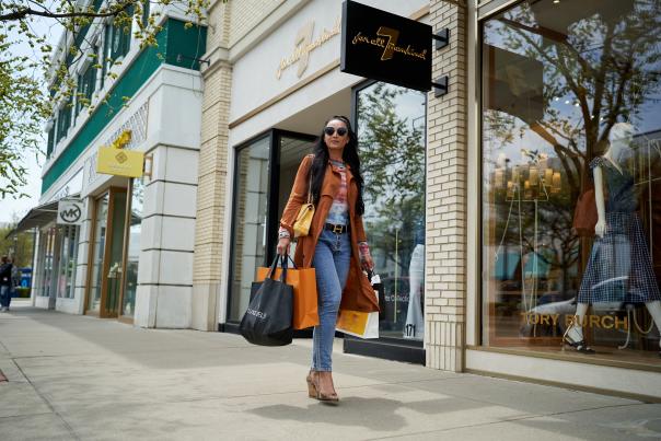 Lubna Najjar with shopping bags in hand at Easton Town Center