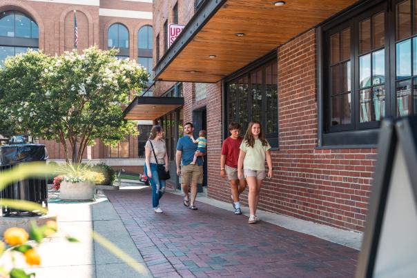 Family at Strawberry Alley Restaurant in downtown Clarksville