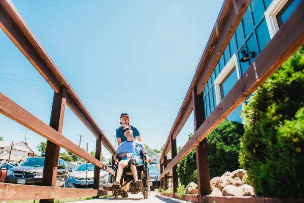 man in wheelchair on ramp