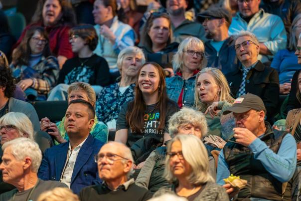 A crowd watches on at the ACT Human Rights Film Festival.