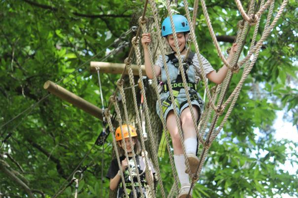 Kids on high ropes at Avon Tyrrell Outdoor Centre