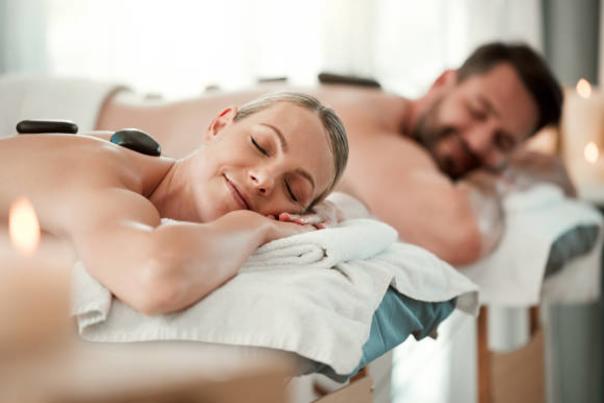 Couple at Spa Stock Photo