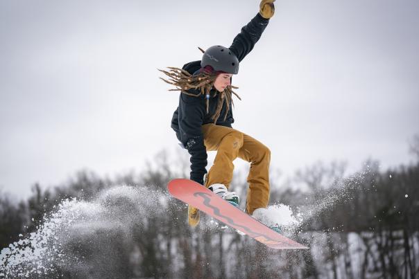 A snowboarder at Cannonsburg.