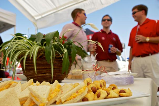 Sandwiches and other food at a tailgate