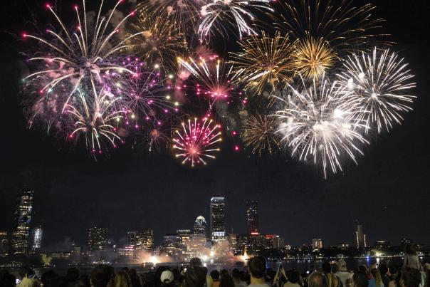 People admiring the 4th of July fireworks