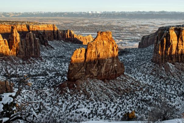 Landscape of Kissing Couple Rock Formation with Some Snow during Sunset