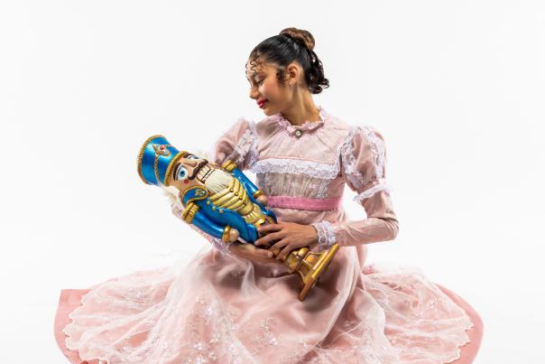 Ballet West's Nutcracker features characters Clara and, of course, the titular nutcracker.