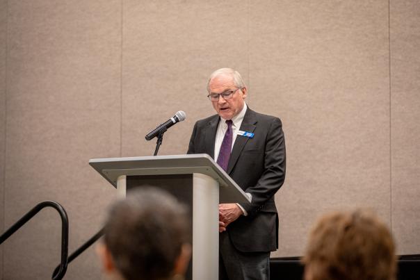 Charley Johnson speaking at Visit FM Annual Awards.