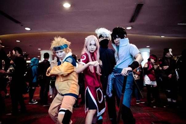 People in Cosplay Naruto costumes
