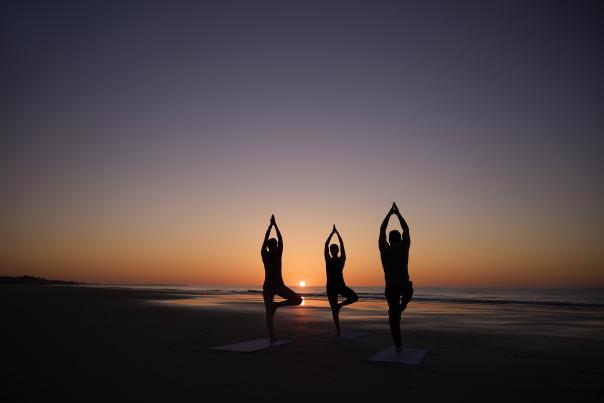 Yoga on the beach in the Golden Isles