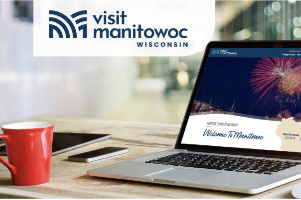 Visit Manitowoc Case Study Header Image of Manitowoc's website on a laptop