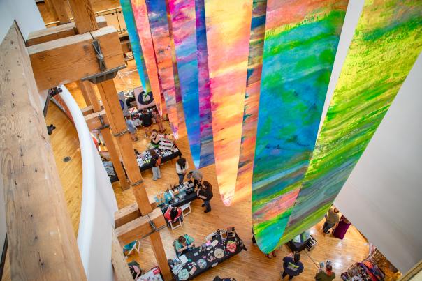 Birds-eye view of the Indigenous Art Fair at Plains Art Museum