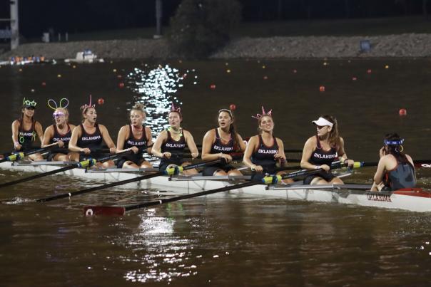 A team of women rowing at Riversport's annual Regatta Festival
