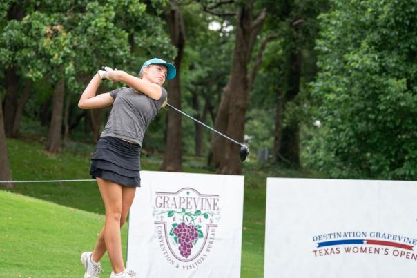 Golfer taking a shot during the Destination Grapevine Texas Women's Open in Grapevine, Texas