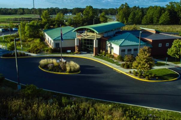 Aerial view of the Visitors Center