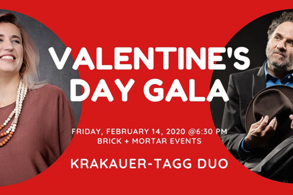 Red Banner for Valentine's Day Gala with artist photos