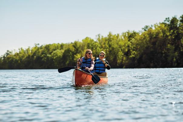 Couple canoeing