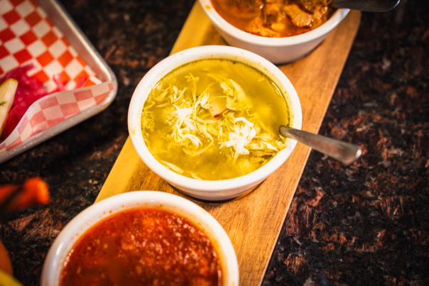 Soup flight from Algo Bueno on Northgate Blvd.