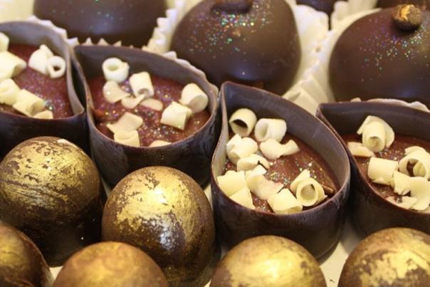 An assortment of chocolate truffles