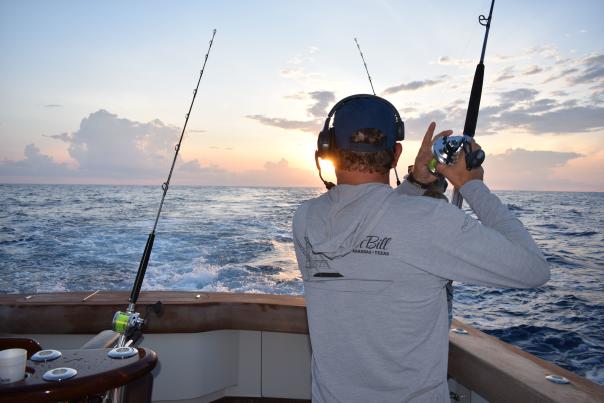 Fishing offshore sunrise