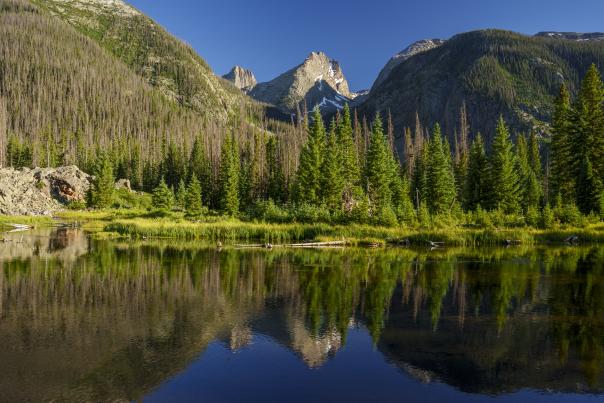 The Beaver Ponds and Arrow Peak in the Weminuche Wilderness during Summer