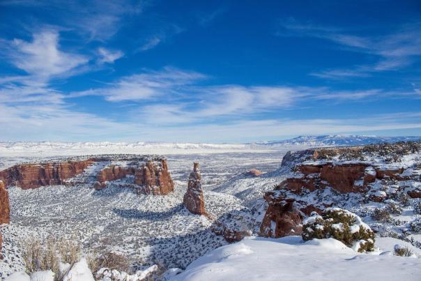 Landscape of Colorado National Monument with Snow