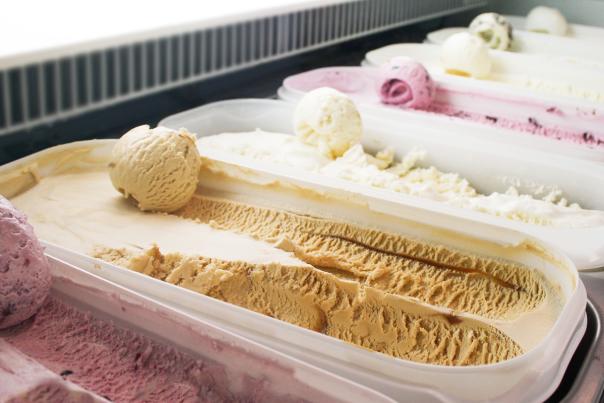 New Forest Ice Cream Scoops in tubs lined up