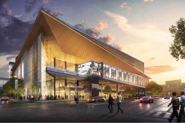 a rendering of the new expanding Baird Center convention center in Milwaukee