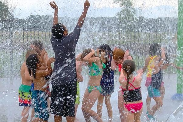 Children playing in a Splash Pad