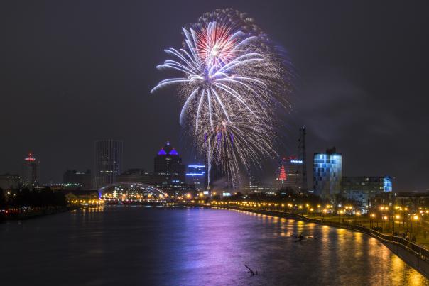 Fireworks Over the Genesee River in Downtown Rochester